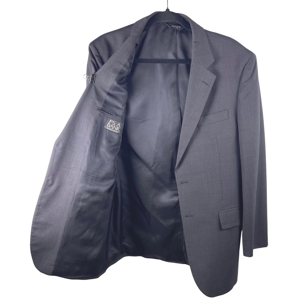 Jos A Bank Mens 100% Wool Suit Sport Coat Blazer‎ Jacket 39R Dark Gray Office
